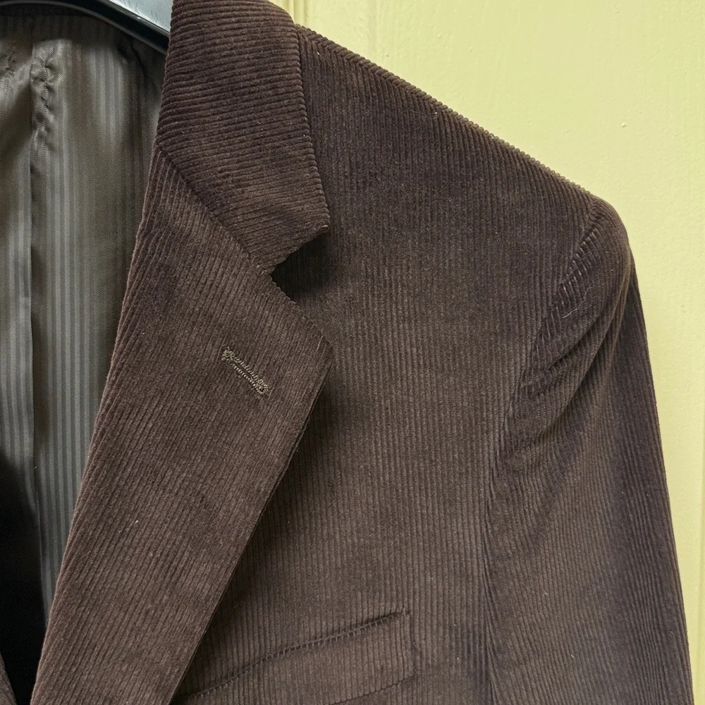 Adolfo Dark Brown Corduroy 100% Cotton Sport Coat Size 40 R